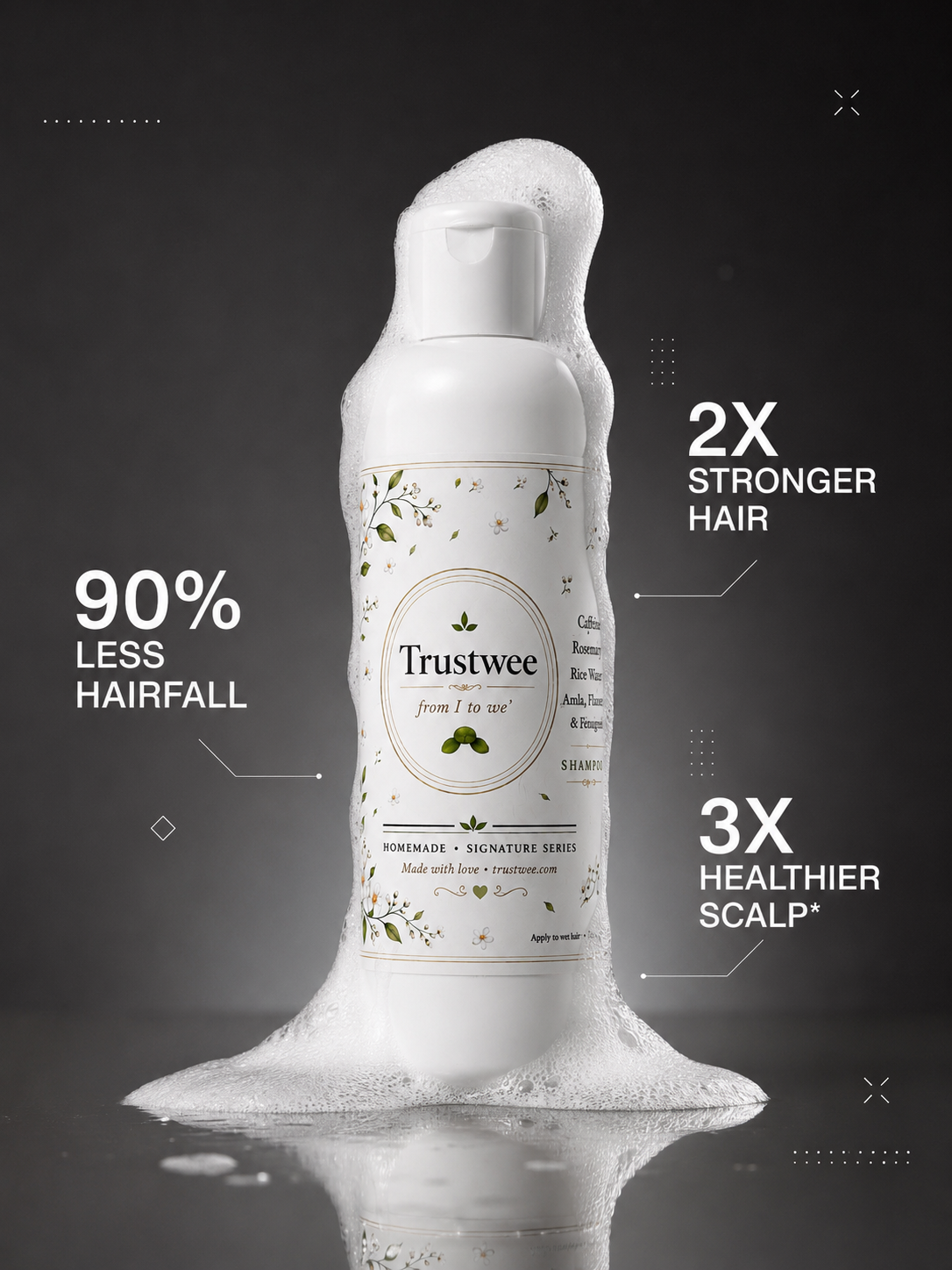 Trustwee Homemade Herbal Shampoo (200ml) – Amla, Coffee, Rice Water, Flaxseed, Rosemary & Hibiscus | Sulphate-Free Natural Hair Cleanser for Hair Fall & Growth