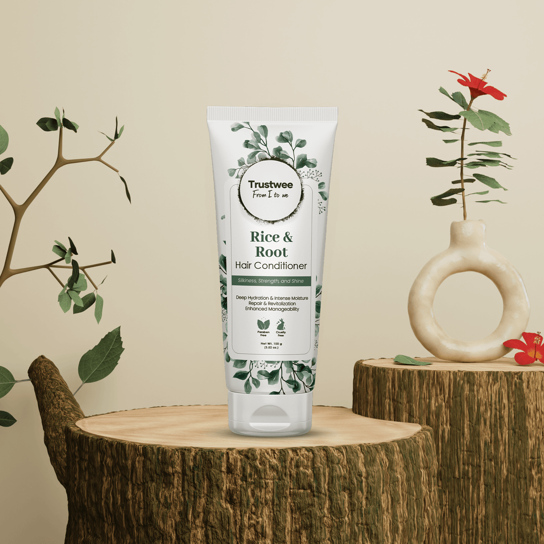 SilkRoot Rice Water Conditioner - Smoothing & Strengthening Hair Treatment - Trustwee