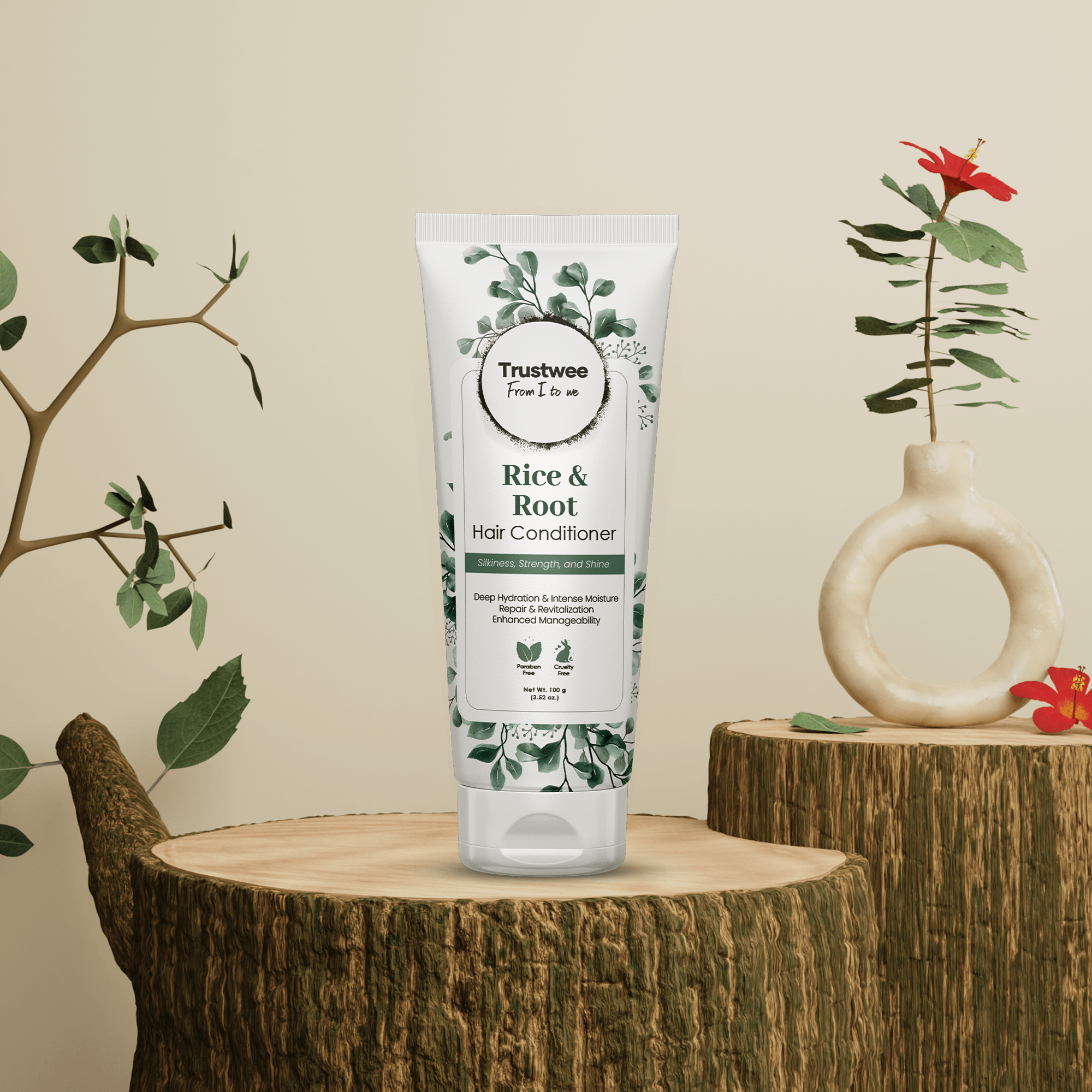 SilkRoot Rice Water Conditioner - Smoothing & Strengthening Hair Treatment - Trustwee