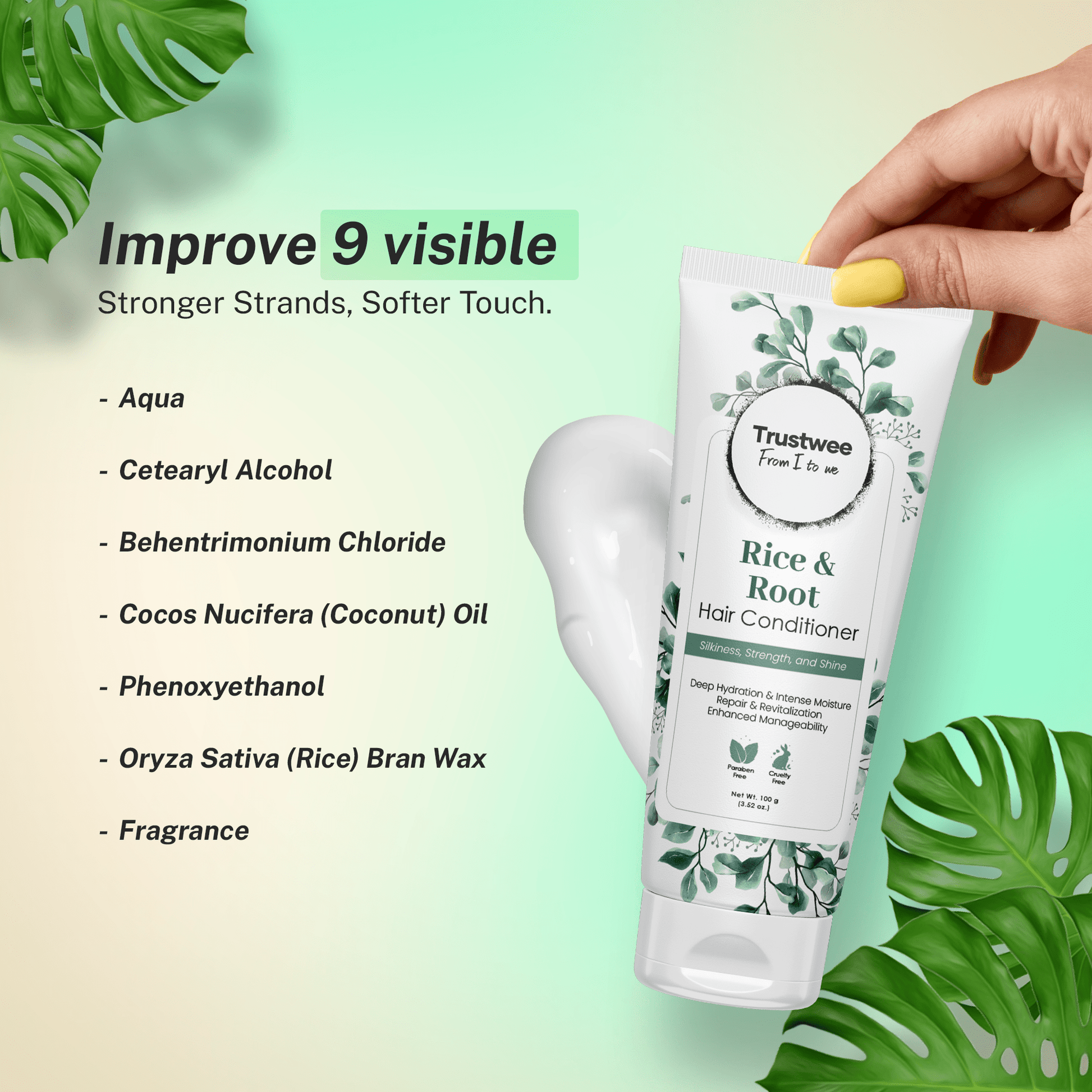 SilkRoot Rice Water Conditioner - Smoothing & Strengthening Hair Treatment - Trustwee