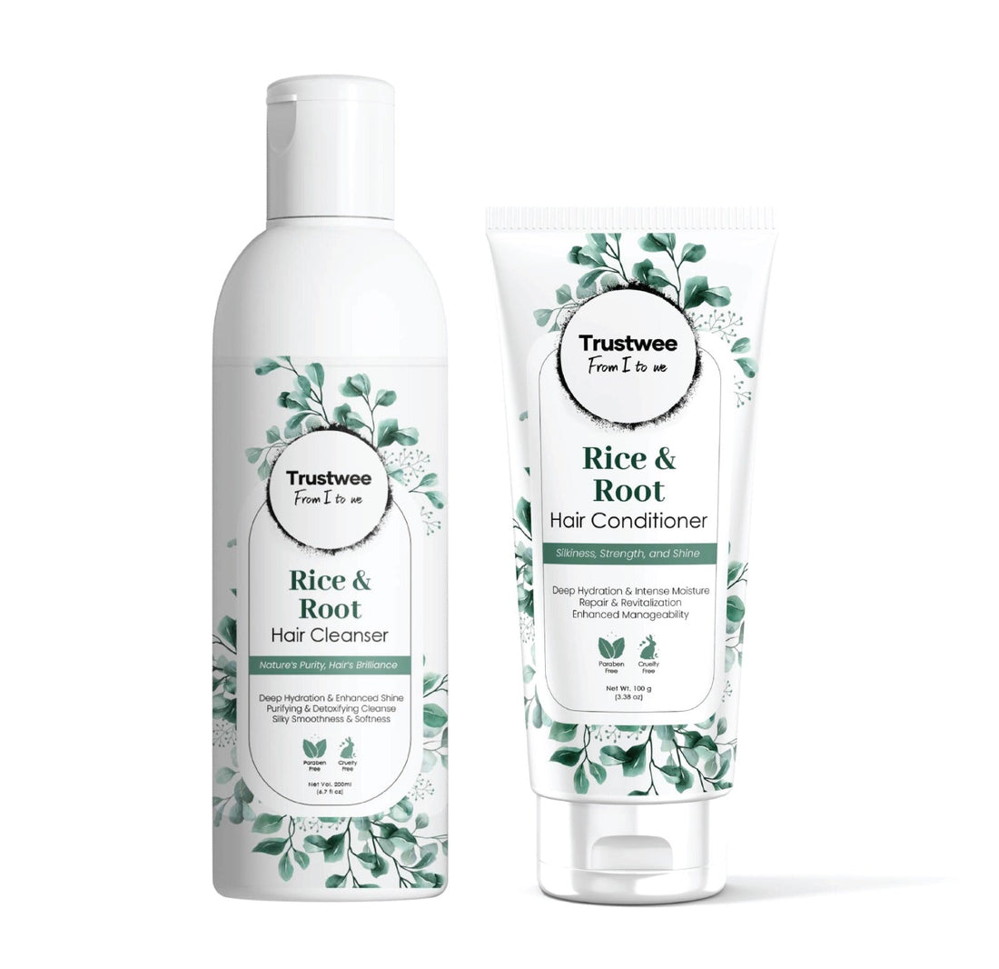 Trustwee Rice Water Anti - Dandruff Shampoo Conditioner | Removes Dandruff from Source | Helps with Itching, Irritation | Strong & Smooth Hair | For Men & Women | - Trustwee