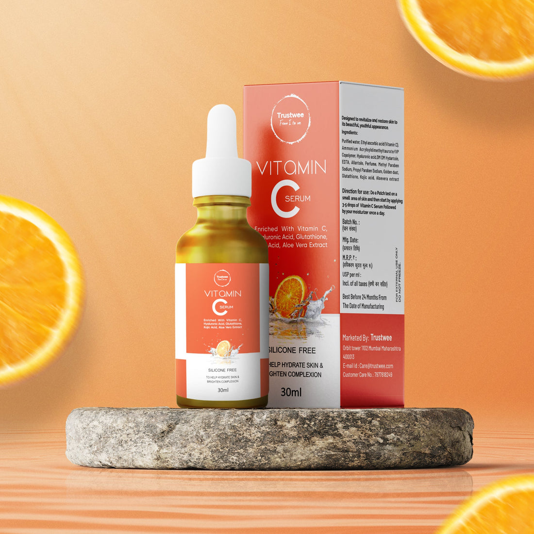Trustwee Vitamin C, Skin Brightening Face Serum with Glutathione, Kojic Acid & Niacinamide | 30ml - Trustwee