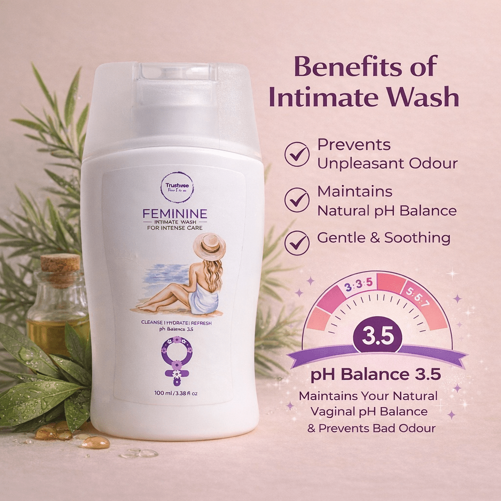 Trustwee Women’s Intimate Wash for Freshness & Odour Control | pH 3.5 Balance | With Tea Tree Leaf Oil for Gentle Cleansing | Daily Use Hygiene Wash | Prevents Itching, Bad Smell & Irritation |100 ml - Trustwee